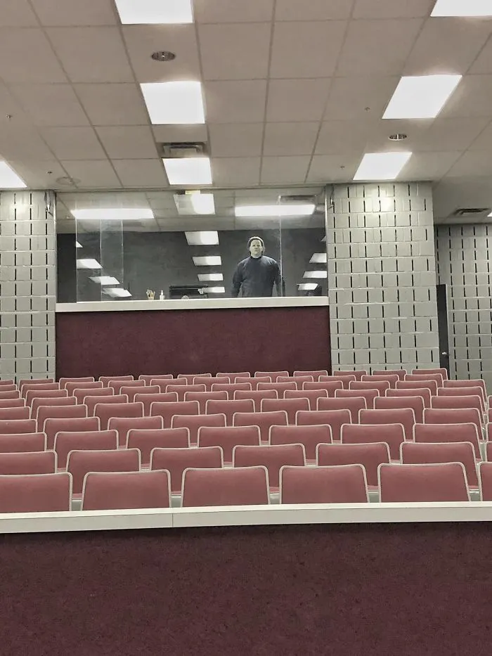 While Waiting For The Class Meeting, Michael Checks Out The Sound Booth... As Only He Knows How.