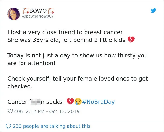 23 Powerful 'No Bra Day' Tweets That Raise Awareness About Breast Cancer