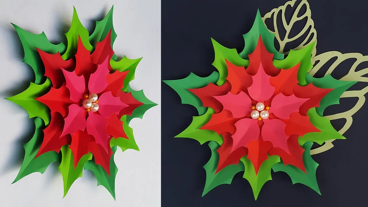 Paper Flowers Poinsettia | Christmas Decoration Ideas | Christmas Backdrop | Christmas Crafts