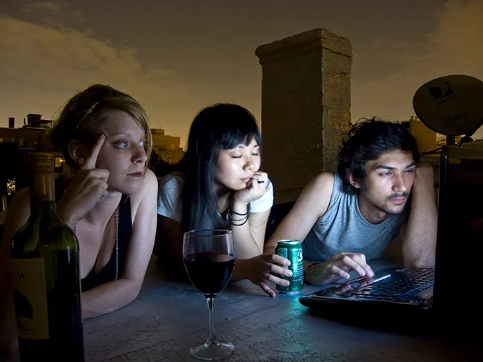 Turn down the brightness of your monitor