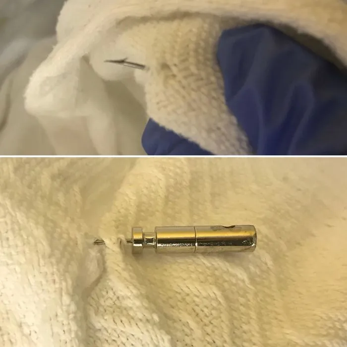 Mini arpón encontrado al cambiar las sábanas de una habitación de hospital
