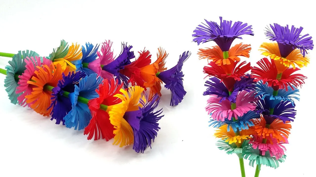 Easy Flower Stick White Paper-Beautiful Flower Stick-DIY Flower Stick- Paper Flower Stick Tutorial!