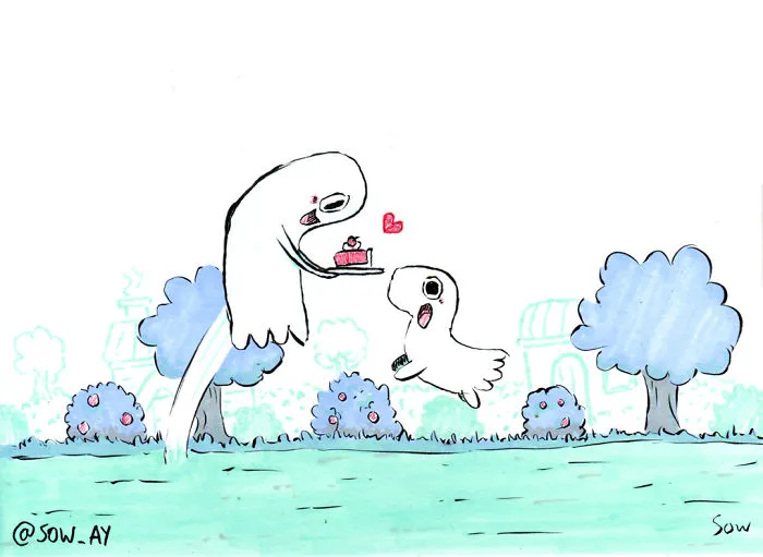 The Adventures Of A Little Ghost And His Cute Dog That I Drew For This Year's Inktober