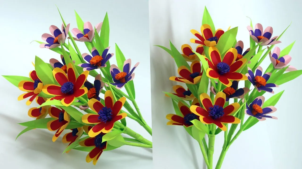 Easy Make Flower Stick With Paper-Easy Paper Flowers Make-Paper Flowers Stick-Easy Paper Craft