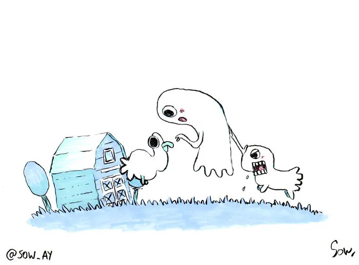 The Adventures Of A Little Ghost And His Cute Dog That I Drew For This Year's Inktober