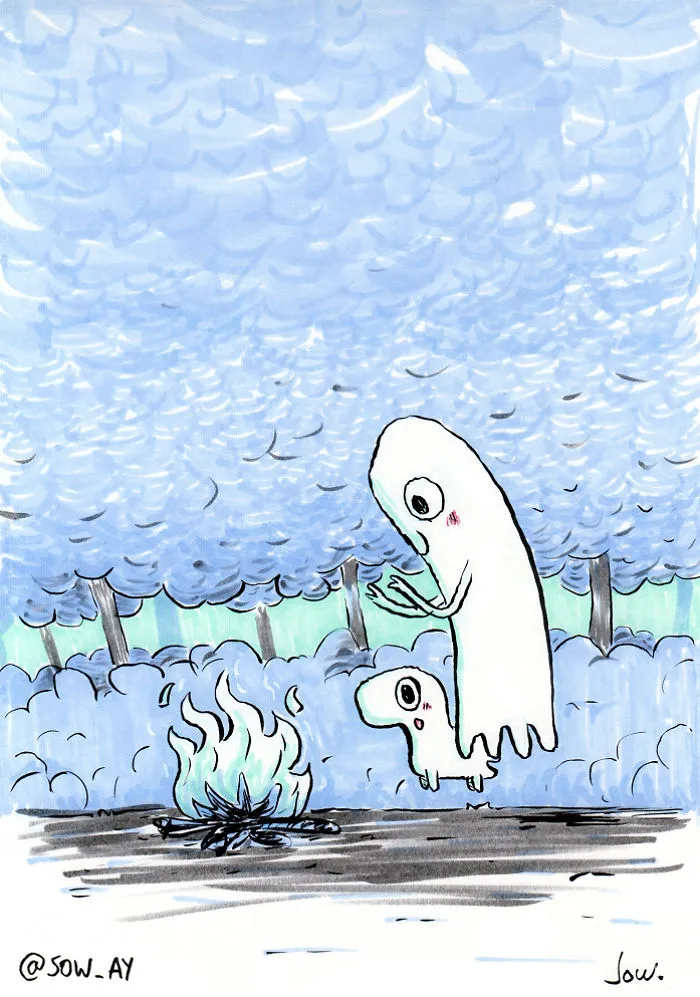 The Adventures Of A Little Ghost And His Cute Dog That I Drew For This Year's Inktober