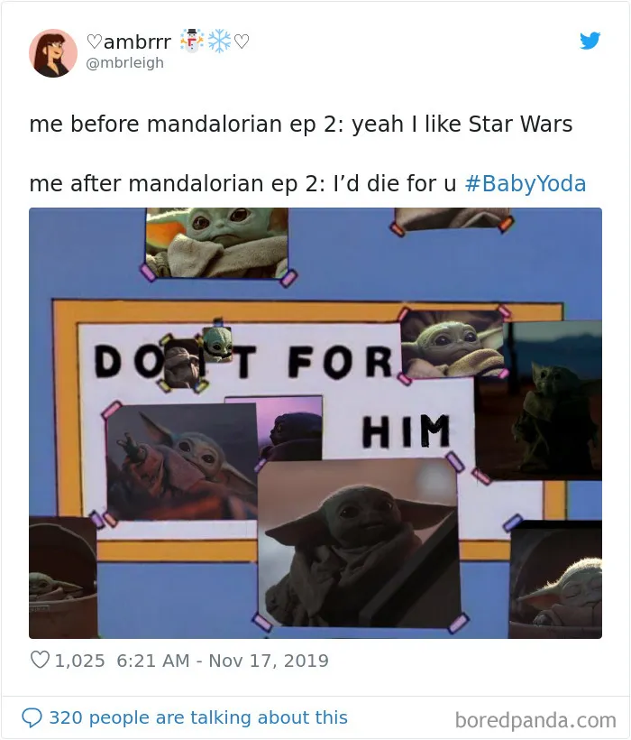 Baby Yoda memes collage showing cute Grogu moments with a "Do it for him" message.