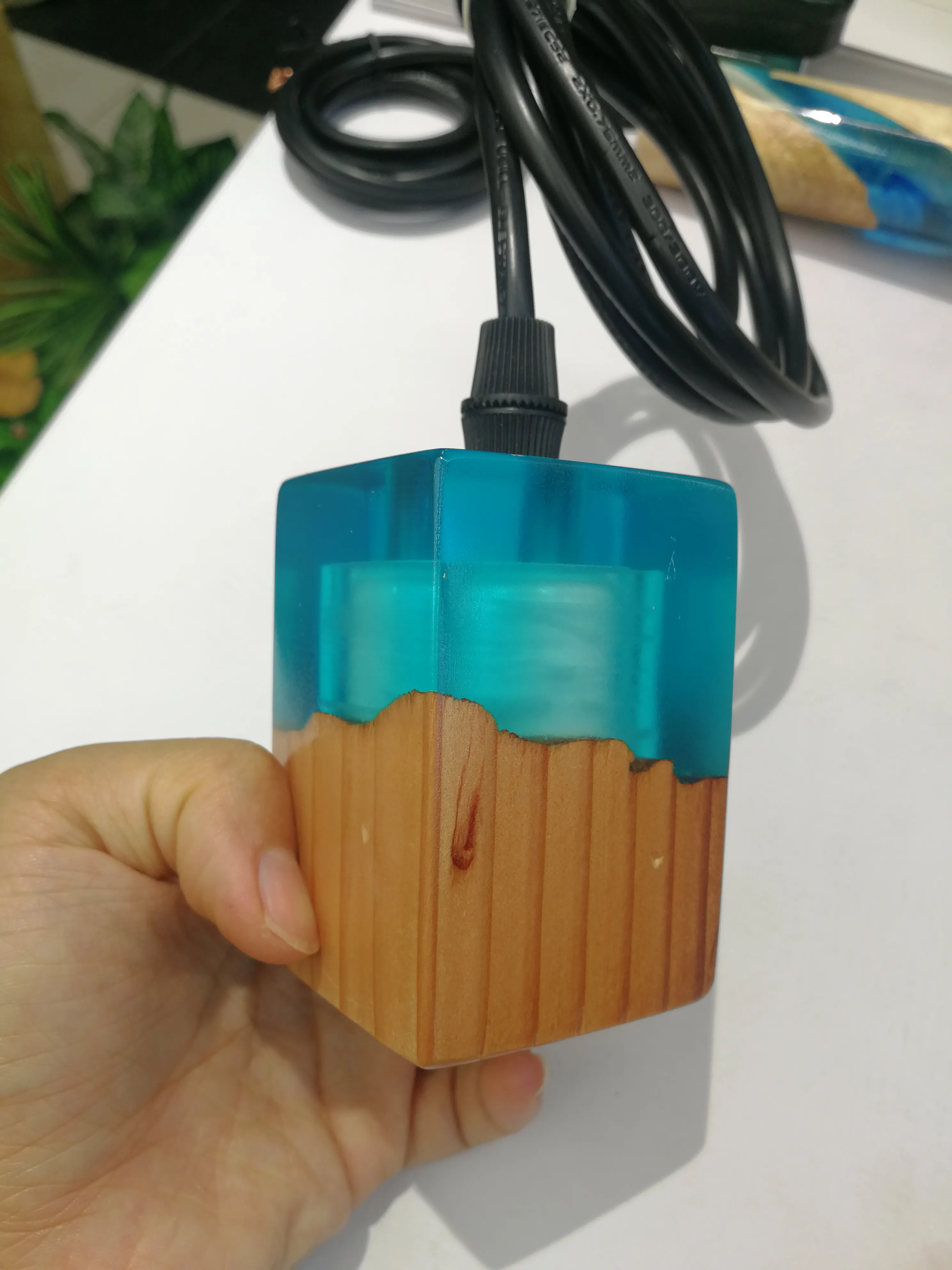 We Made Those Bulb Bases/ Lamp Holders With Natural Solid Wood And Ec0-Friendly Epoxy Resin
