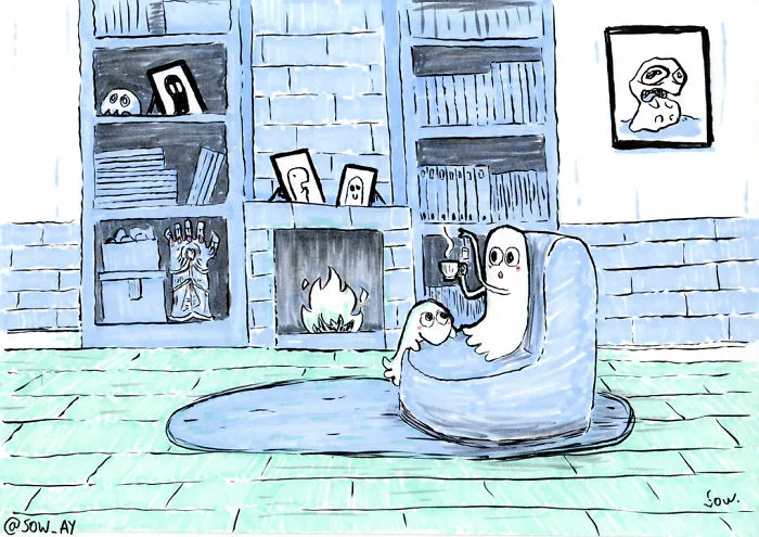 The Adventures Of A Little Ghost And His Cute Dog That I Drew For This Year's Inktober