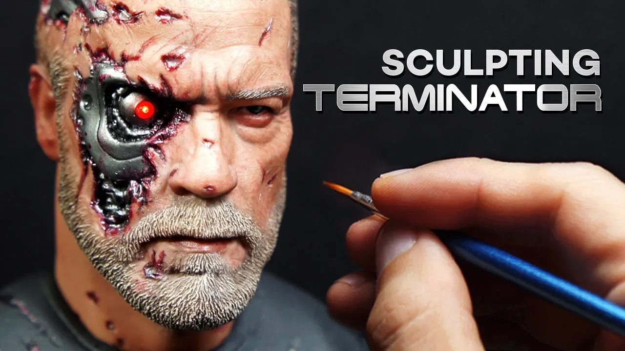 Sculpting Realistic Battle Damaged Terminator(T-800) Sculpture Timelapse - Dark Fate Movie