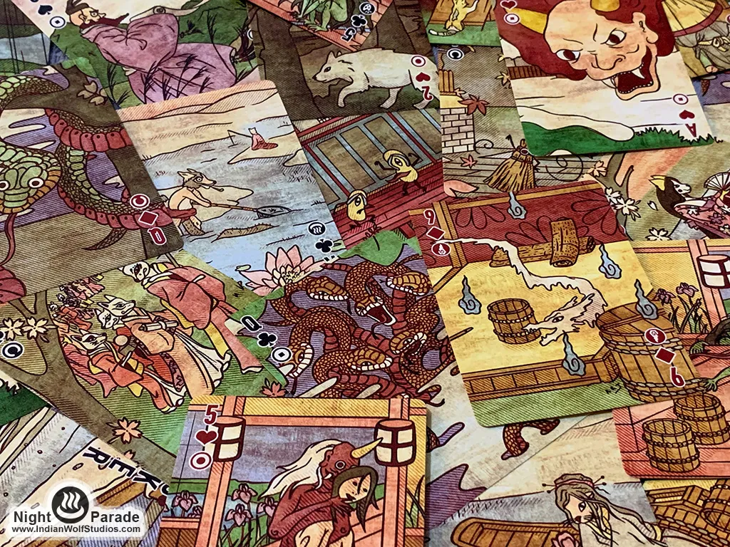 Artist Creates Yokai-Themed Fusion Hanafuda + Poker Playing Cards!