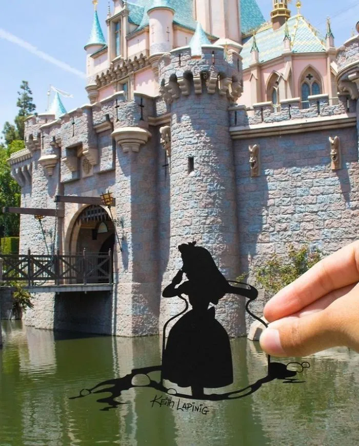 I Travel Around Disneylands Around The World To Hold Up Paper Cut-Outs Of Famous Characters And Scenes (86 Pics)