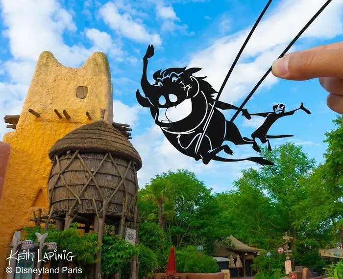 I Travel Around Disneylands Around The World To Hold Up Paper Cut-Outs Of Famous Characters And Scenes (86 Pics)