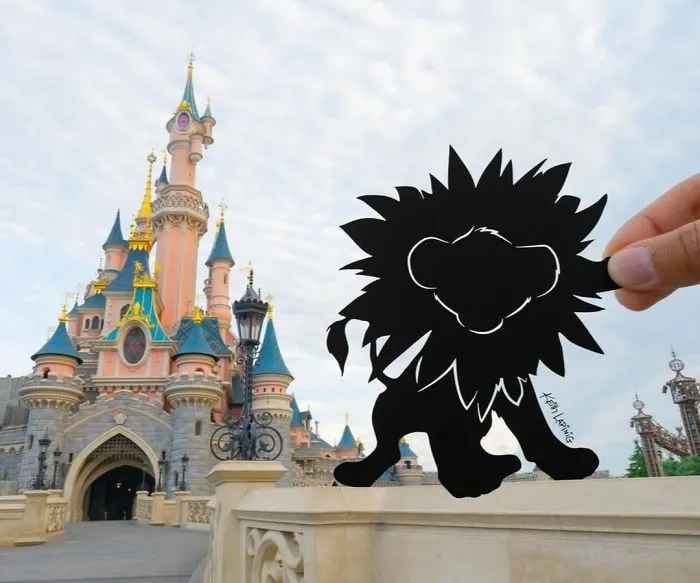 I Travel Around Disneylands Around The World To Hold Up Paper Cut-Outs Of Famous Characters And Scenes (86 Pics)