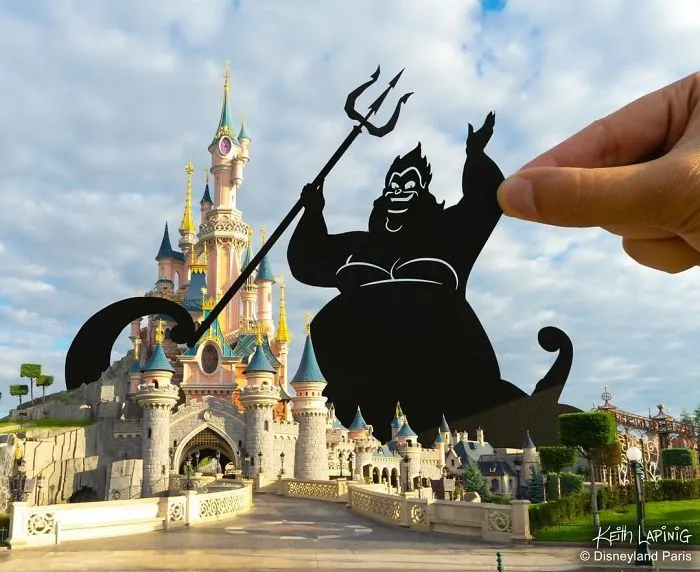 I Travel Around Disneylands Around The World To Hold Up Paper Cut-Outs Of Famous Characters And Scenes (86 Pics)