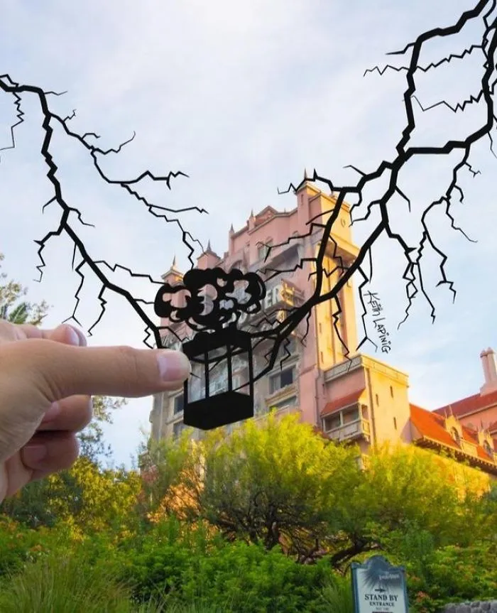 I Travel Around Disneylands Around The World To Hold Up Paper Cut-Outs Of Famous Characters And Scenes (86 Pics)