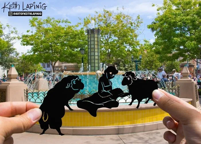 I Travel Around Disneylands Around The World To Hold Up Paper Cut-Outs Of Famous Characters And Scenes (86 Pics)