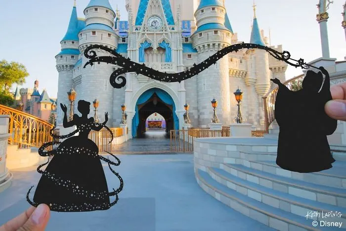 I Travel Around Disneylands Around The World To Hold Up Paper Cut-Outs Of Famous Characters And Scenes (86 Pics)