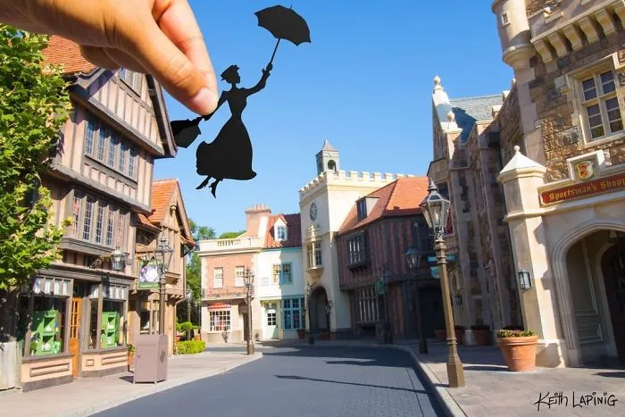 I Travel Around Disneylands Around The World To Hold Up Paper Cut-Outs Of Famous Characters And Scenes (86 Pics)