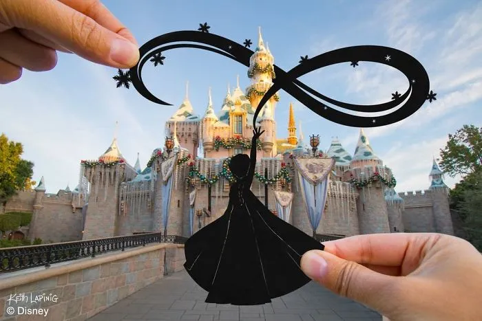 I Travel Around Disneylands Around The World To Hold Up Paper Cut-Outs Of Famous Characters And Scenes (86 Pics)