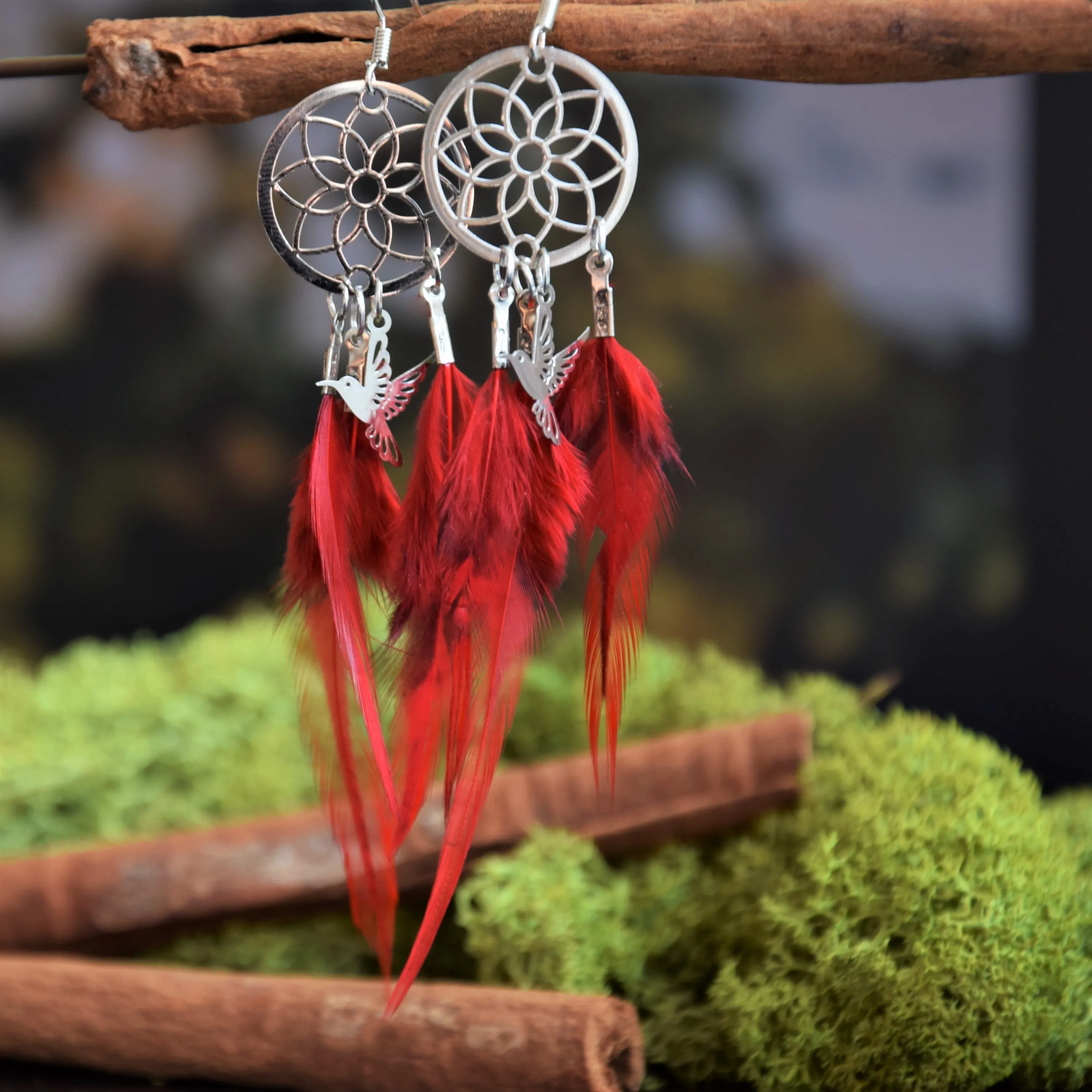 Zero Waste, Boho Earrings, Made Of Bird Feathers