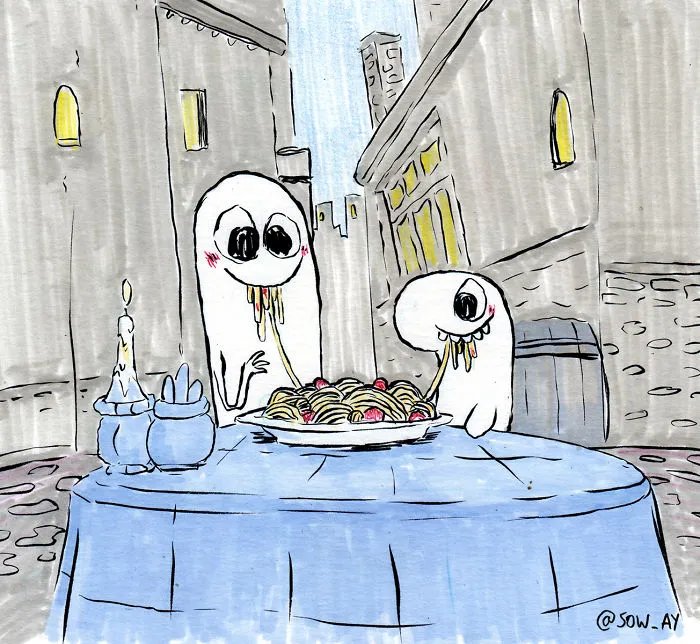 The Adventures Of A Little Ghost And His Cute Dog That I Drew For This Year's Inktober