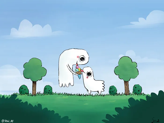 The Adventures Of A Little Ghost And His Cute Dog That I Drew For This Year's Inktober
