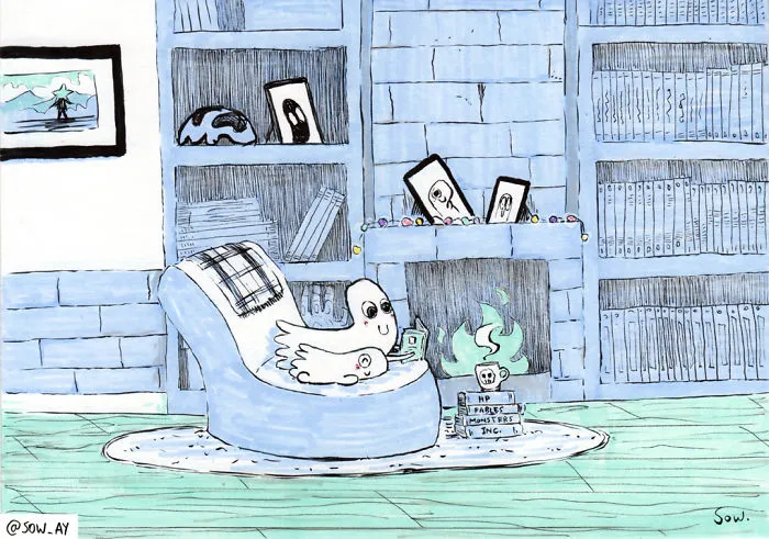 The Adventures Of A Little Ghost And His Cute Dog That I Drew For This Year's Inktober