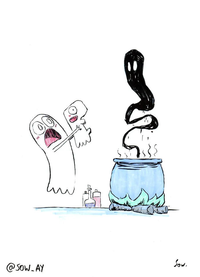 The Adventures Of A Little Ghost And His Cute Dog That I Drew For This Year's Inktober