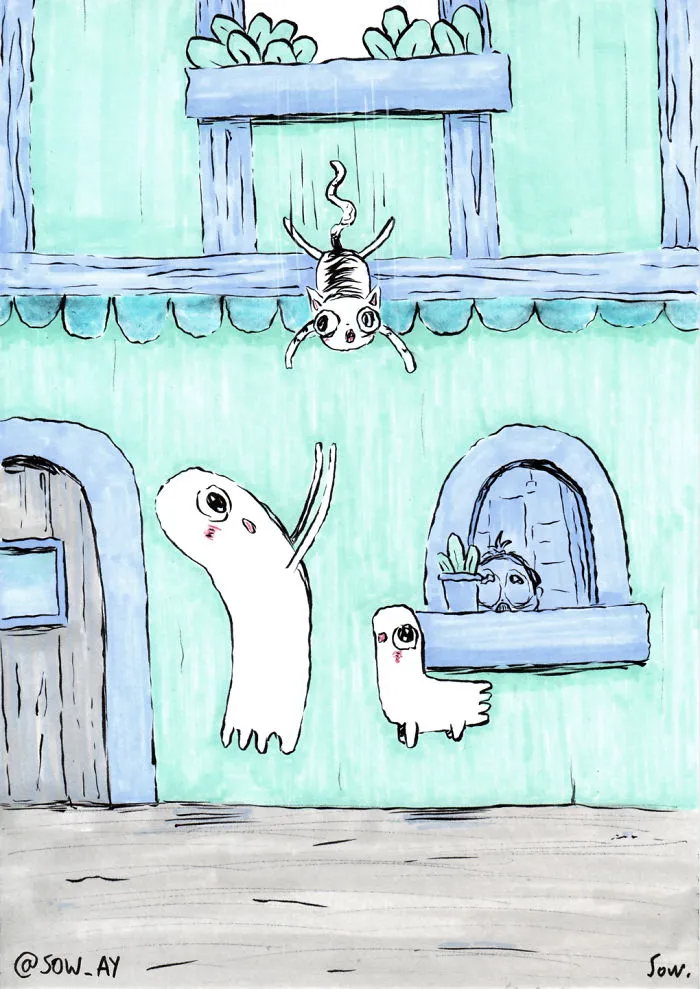 The Adventures Of A Little Ghost And His Cute Dog That I Drew For This Year's Inktober