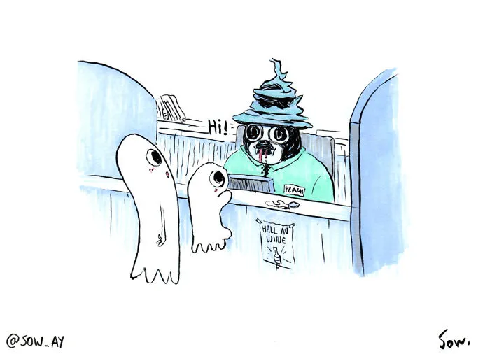The Adventures Of A Little Ghost And His Cute Dog That I Drew For This Year's Inktober