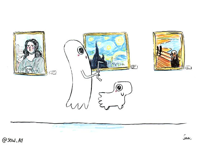 The Adventures Of A Little Ghost And His Cute Dog That I Drew For This Year's Inktober