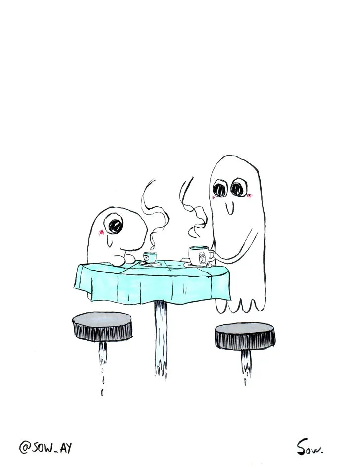 The Adventures Of A Little Ghost And His Cute Dog That I Drew For This Year's Inktober