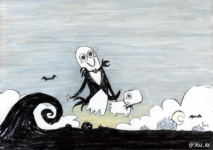 The Adventures Of A Little Ghost And His Cute Dog That I Drew For This Year's Inktober