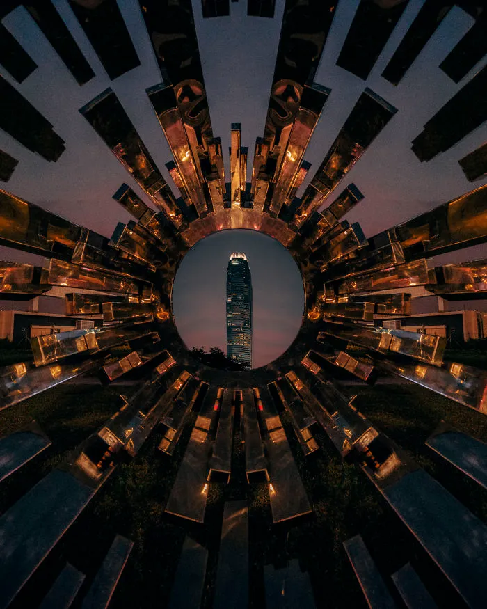 International Finance Centre Framed In A Sculpture