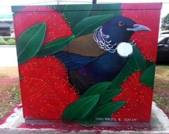 Native Tui And Pohutukawa Flowers By Kane “Scream” Smith And Emily Roberts