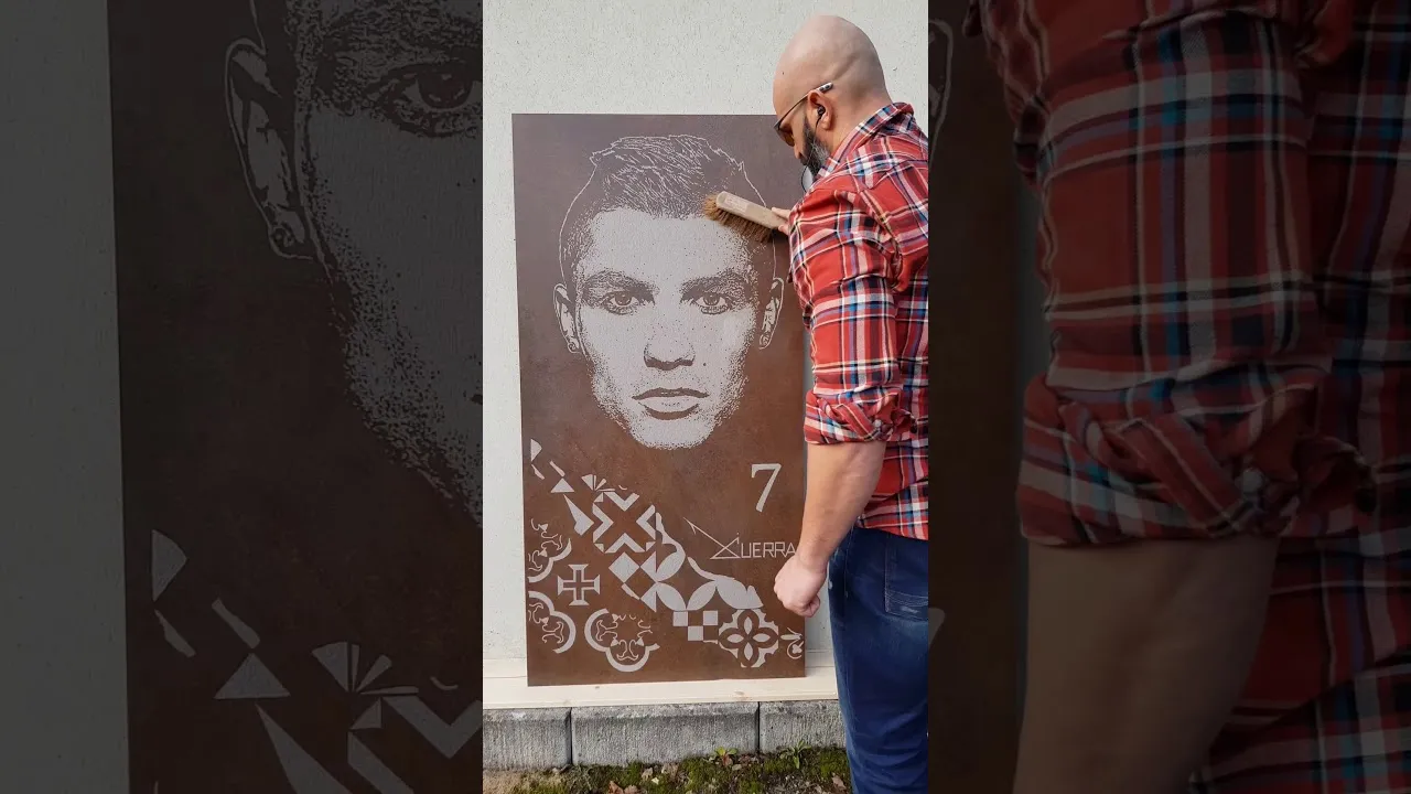 Cristiano Ronaldo Engraved In Ceramic With Portuguese Motifs Tiles And Portuguese Cross Created In 1317.