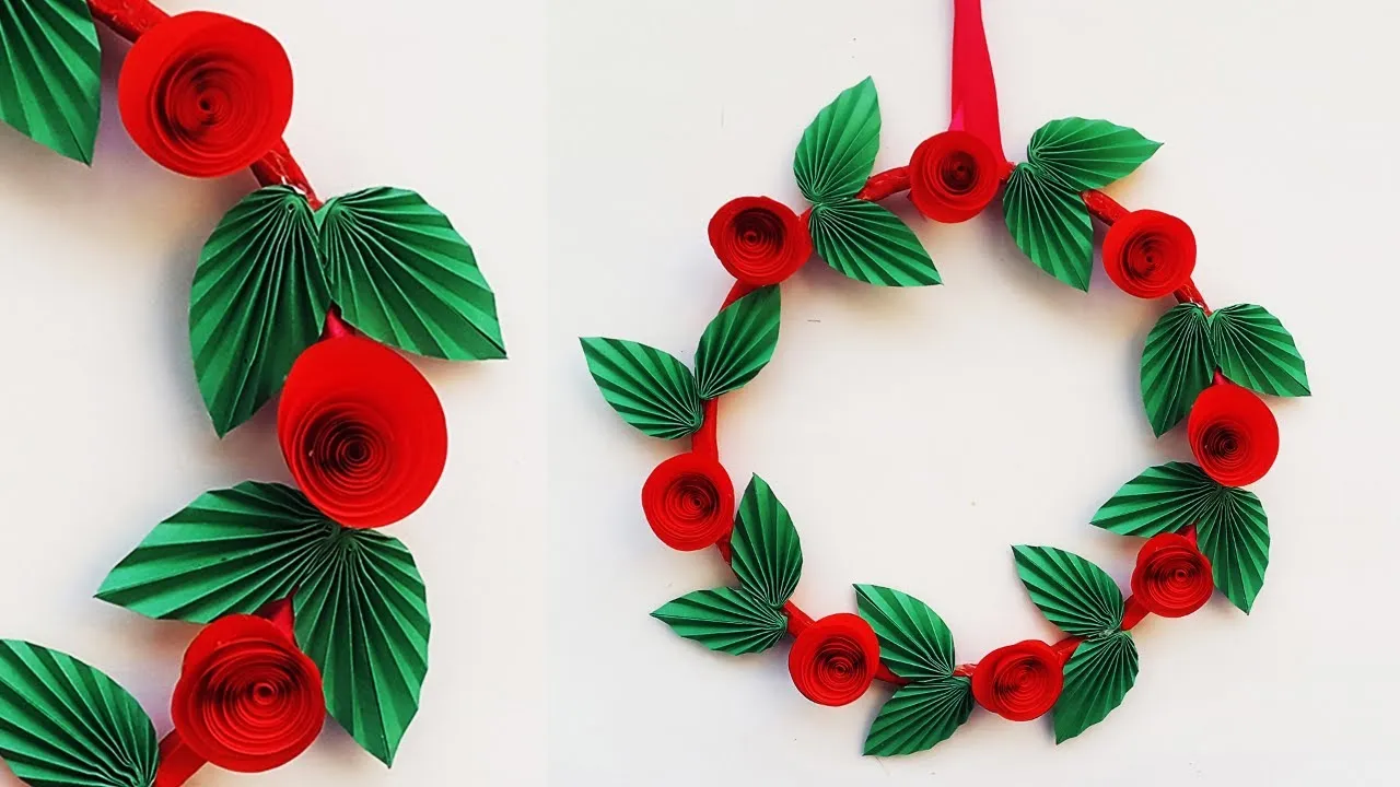 DIY Christmas Wreath | Paper Flower Wreath For Christmas Decorations Ideas | X-Mas Paper Crafts