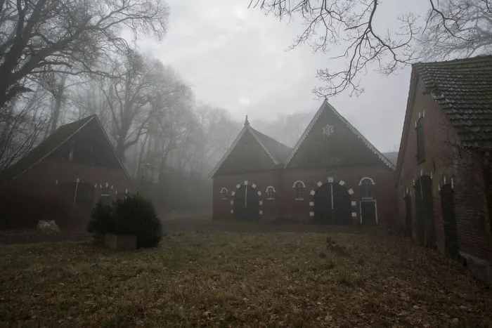 Old Farmyard On A Misty Winter Morning