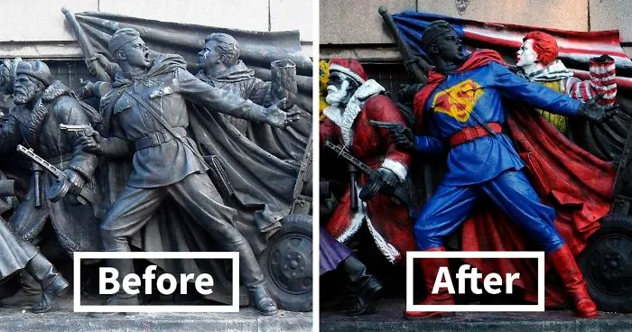 People In Bulgaria Keep Vandalizing This Soviet Monument And Some Of Its Makeovers Are Hilarious