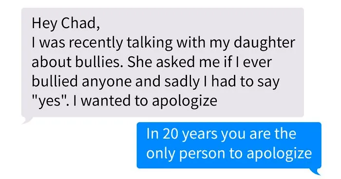 Dad Has To Tell His Daughter He Was A Bully At School, Feels So Bad He Apologizes To His Victim 20 Years Later