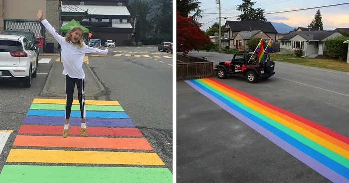 The City Council In A Canadian Town Voted Down A Rainbow Crosswalk, Citizens Found A Loophole And Painted 16 Of Them