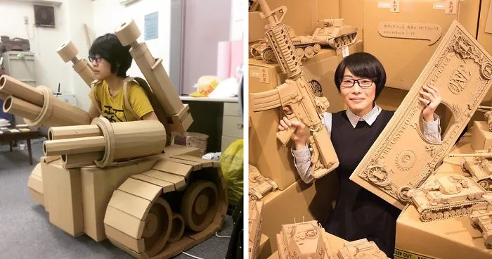 Japanese Woman Converts Amazon Boxes Into Intricate Sculptures (30 New Pics)