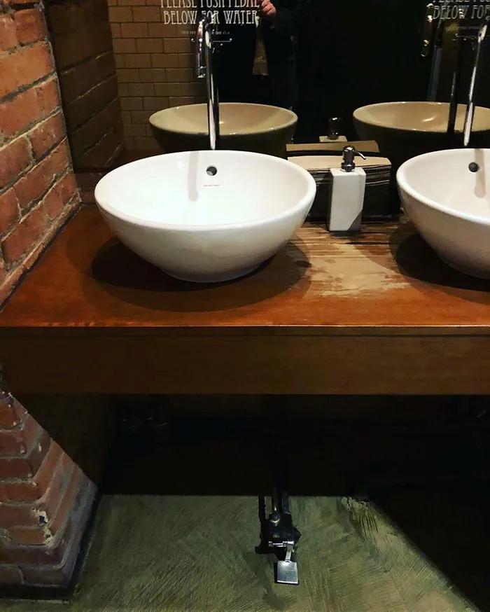The Bathroom At This Restaurant Has A Foot Petal For The Tap