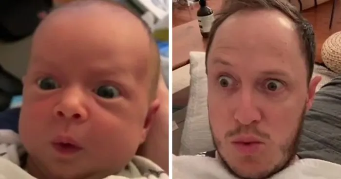 Dad Recreates Hilarious Faces His Daughter Makes When Drinking Milk
