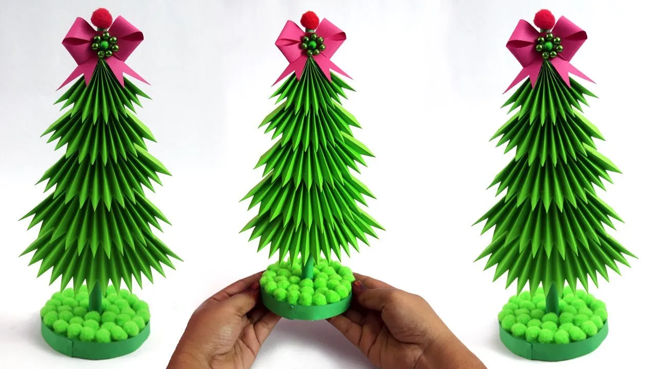 Paper Christmas Tree Making-How To Make Paper Christmas Tree-Christmas Tree With Paper-DIY Christmas Tree