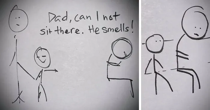 Dad Shows What To Tell Kids If They Complain Strangers Are 'Smelly' In A Comic