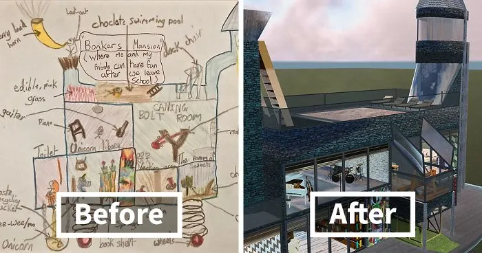 We Asked Kids To Describe Their Dream Houses And Made Them In 3D Then Evaluated Their Worth (16 Pics)
