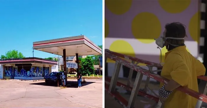 This Artist Turned An Abandoned Gas Station Into An Beautiful Landmark In Just A Week (19 Pics)
