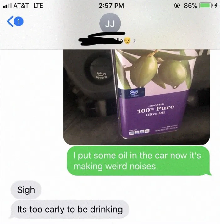 People Text Their Dads That They Put Olive Oil In Their Car And Share Screenshots (30 Pics)